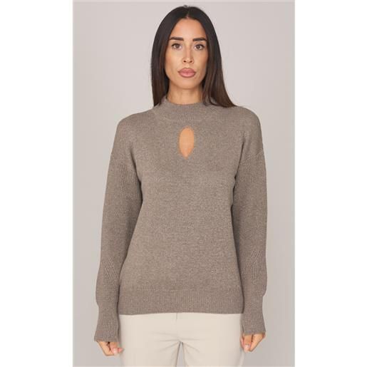 MARIA BELLENTANI maglia lupetto MARIA BELLENTANI in lurex con scollo a goccia - babette, colore fango