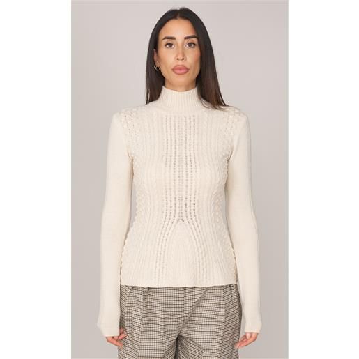 TWINSET ACTITUDE maglia lupetto TWINSET ACTITUDE a trecce, colore panna