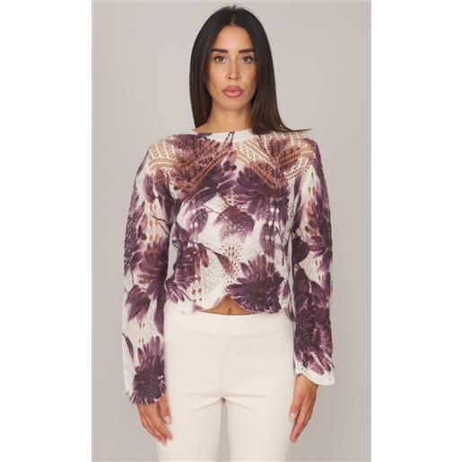 TWINSET maglia TWINSET floreale in mohair, colore bordeaux