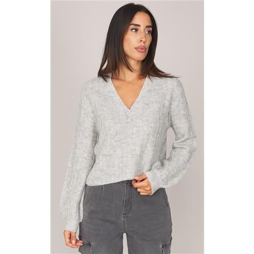TWINSET maglia TWINSET scollo a v con lurex, colore grigio