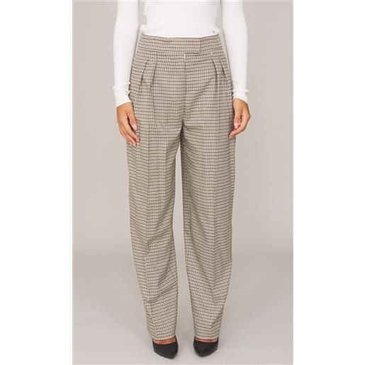 TWINSET ACTITUDE pantalone TWINSET ACTITUDE pied de poule con doppia pinces, colore sabbia