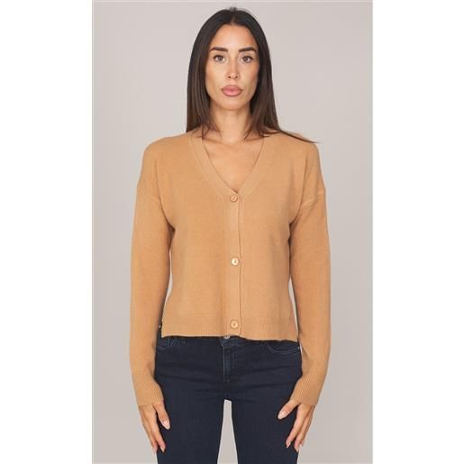 WHITE WISE cardigan WHITE WISE asimmetrico, colore cammello