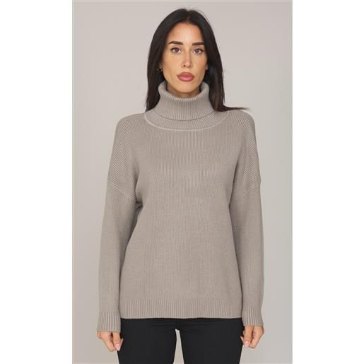 WHITE WISE maglia dolcevita WHITE WISE a coste over, colore grigio
