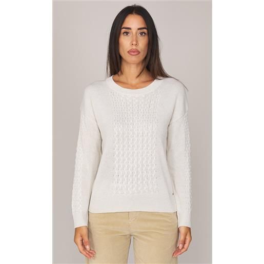 WHITE WISE maglia girocollo WHITE WISE con trecce, colore panna