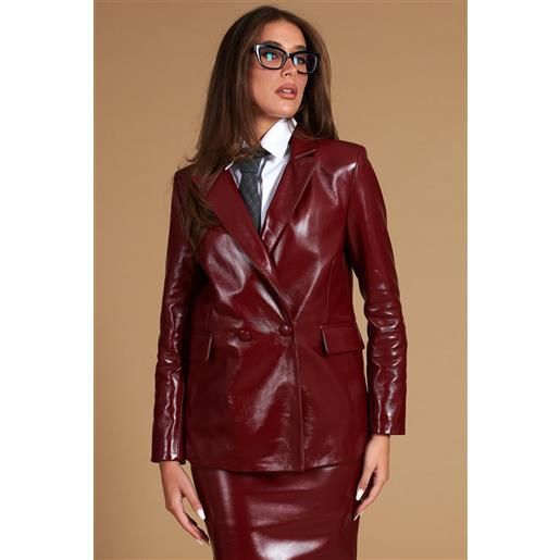 D'Arienzo blazer doppiopetto in pelle rosso ancora chiusura bottone D'Arienzo