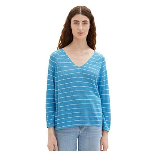 TOM TAILOR 1036739 maglia con struttura a righe, 31724-strisce blu offwhite, s donna