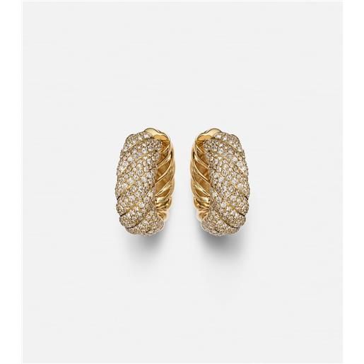 David Yurman orecchini sculpted cable in oro 18kt con diamanti