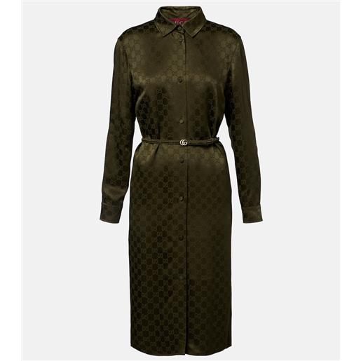 Gucci abito chemisier in jacquard di raso gg