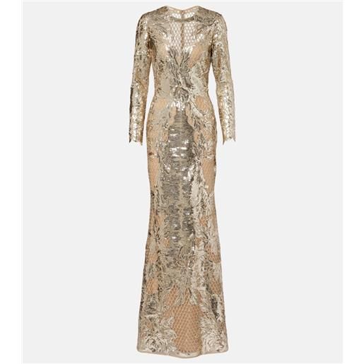 Elie Saab abito lungo in tulle con paillettes