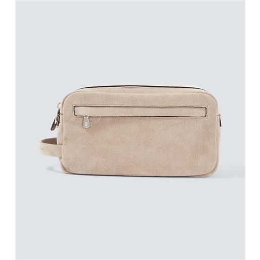 Brunello Cucinelli beauty case in suede