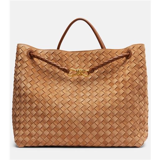 Bottega Veneta borsa andiamo large in suede intrecciato
