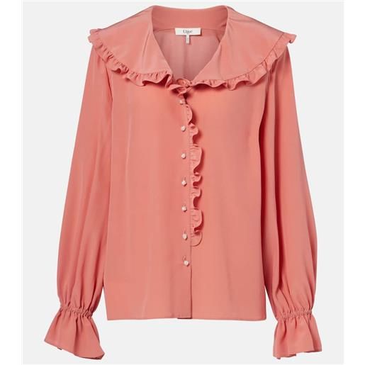 Chloe chloã© blusa in crãªpe de chine di seta con volant