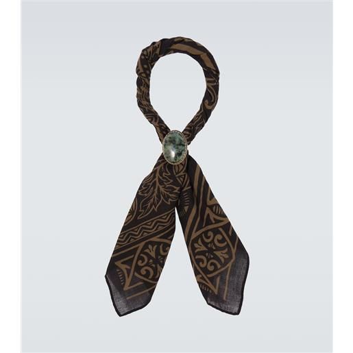 RRL sciarpa in cotone con stampa e decorazioni