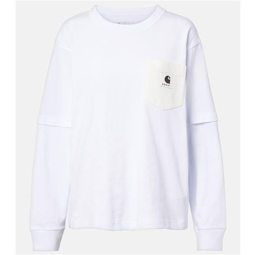 Sacai x carhartt - top in jersey di cotone