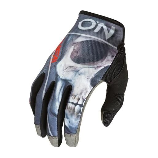 O'NEAL | guanti bike & motocross | mx mtb dh fr downhill freeride | materiali durevoli e flessibili, sezione della mano anteriore nano ventilata | mayhem glove bones v. 22 | adulto | nero rosso | m