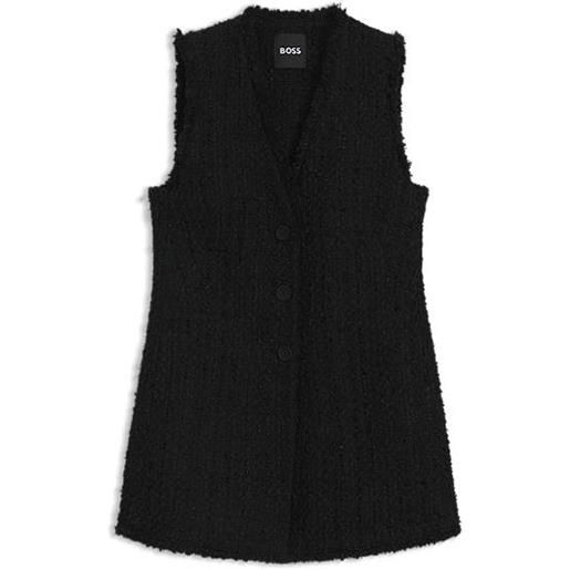 BOSS blazer regular fit senza maniche in tweed vellutato, nero