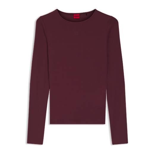 HUGO top in jersey elasticizzato con stampa con logo scomposto, viola scuro