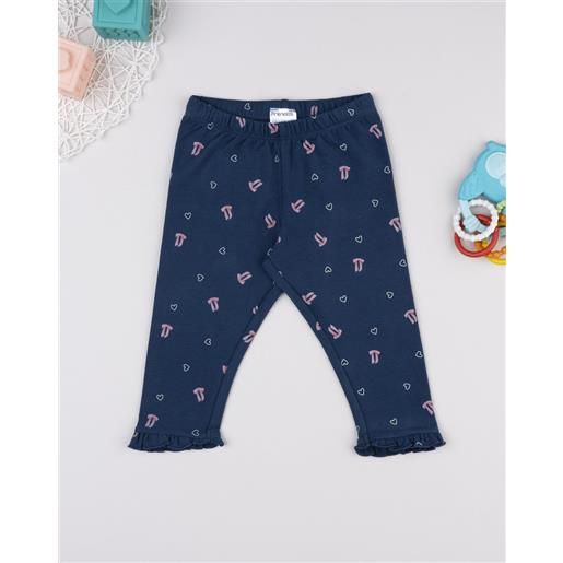 Prénatal legging bimba blu fiocchi/cuori allover