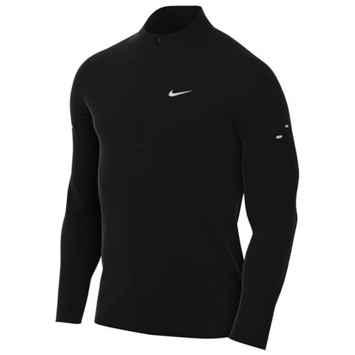 Nike maglia da running con zip a 1/4 dri-fit stride - uomo, black/reflective silv, hv2180-010, m