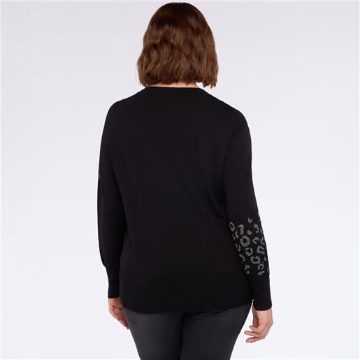 Fiorella Rubino maglia scollo a v con borchiette animalier