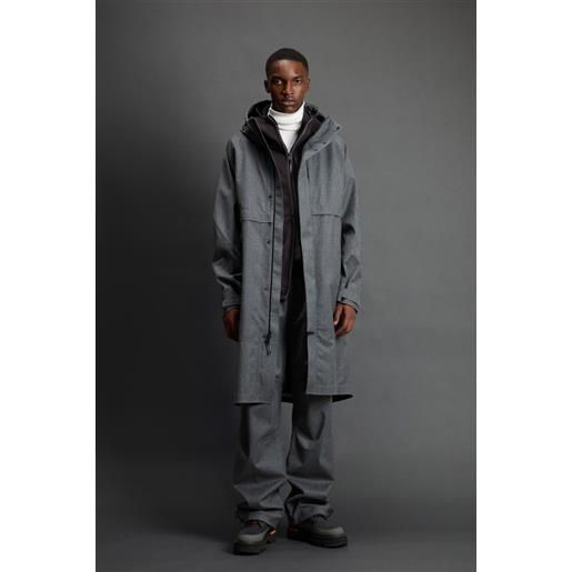 Woolrich uomo cappotto in pura lana vergine italiana con cappuccio by todd snyder grigio taglia xxs