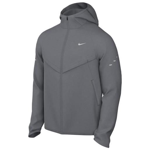 Nike giacca da running repel uv stride - uomo, grigio fumo/grigio fumo/argento riflettente, hv4548-084, 2xl