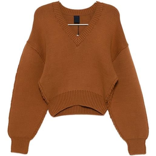 Juun.J maglione con scollo a v - marrone