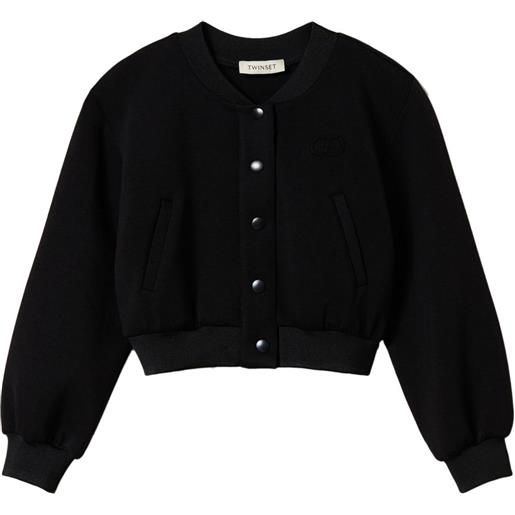 TWINSET Kids bomber in tessuto scuba - nero