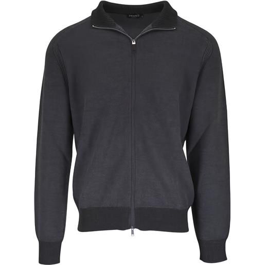 Zegna cardigan a collo alto con zip - grigio