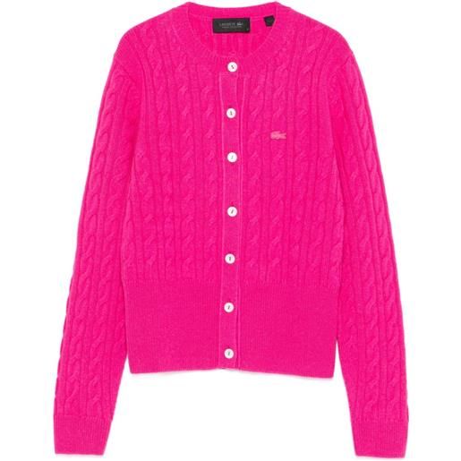 Lacoste cardigan in maglia a trecce - rosa