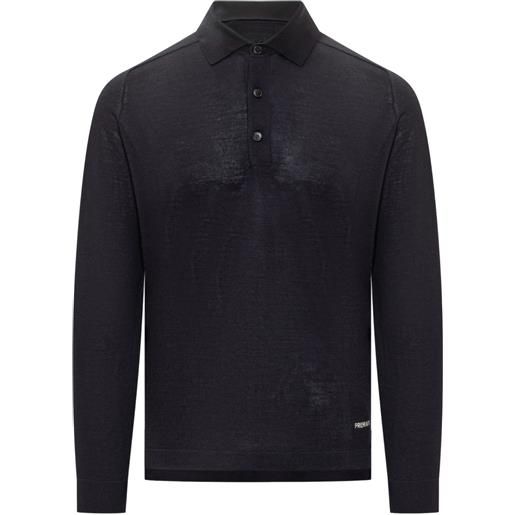 Premiata polo a maniche lunghe con bottoni - blu