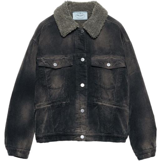 Prada giacca denim a coste - nero