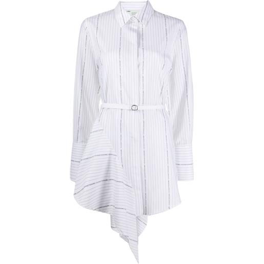 Off-White chemisier a righe asimmetrico - bianco