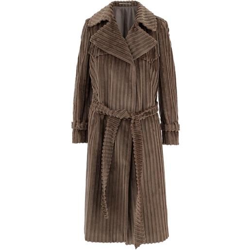 Tagliatore cappotto a coste con cintura - marrone