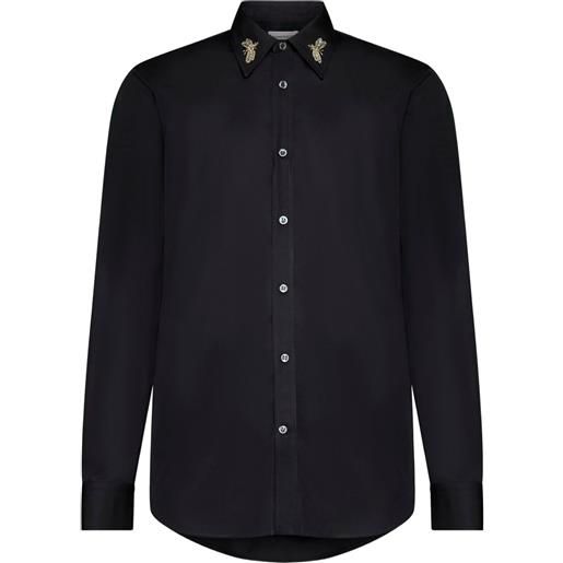 Alexander McQueen camicia dragonfly con ricamo - nero