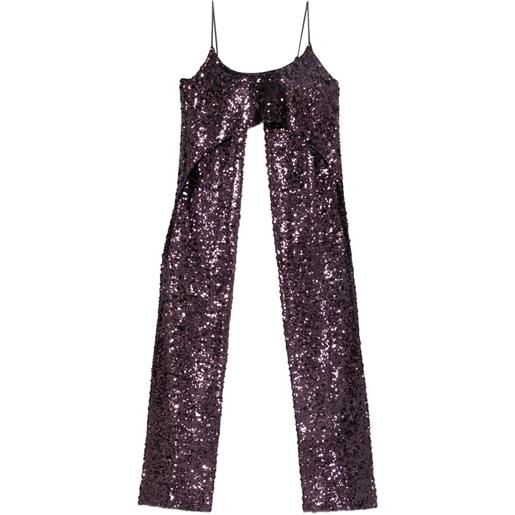 Rabanne top smanicato con paillettes - viola