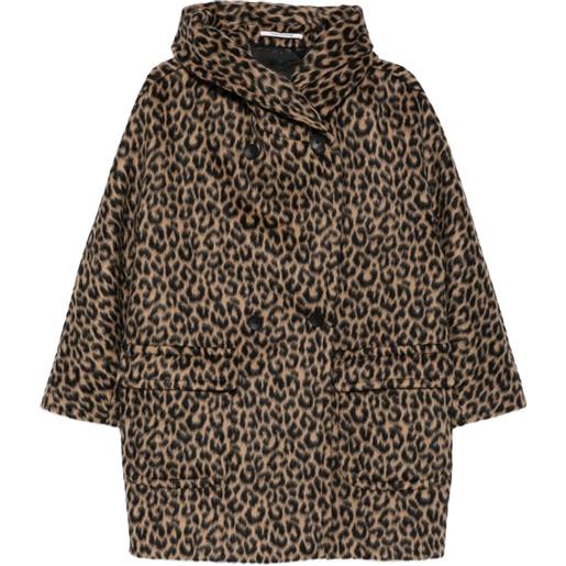 Tagliatore cappotto doppiopetto con stampa animalier - nero