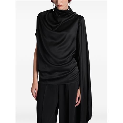 Magda Butrym blusa asimmetrica con dettaglio sciarpa - nero