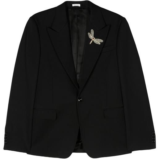Alexander McQueen blazer monopetto con ricamo - nero