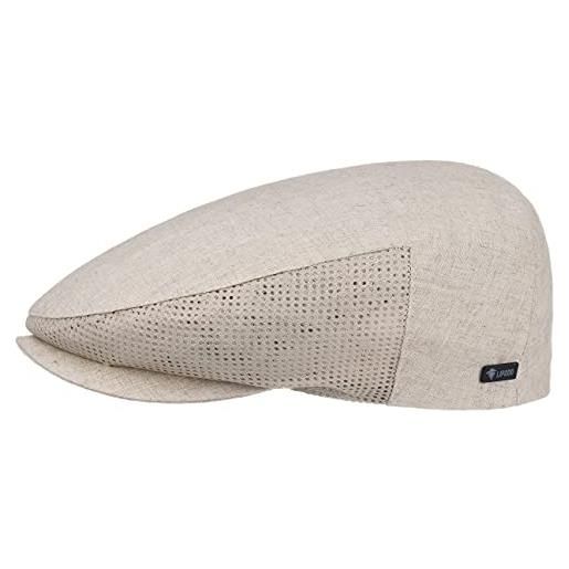 LIPODO coppola uomo lino beige made in italy 60% cotone 40% lino berretto con visiera inserto e fodera in rete estivo primavera estate