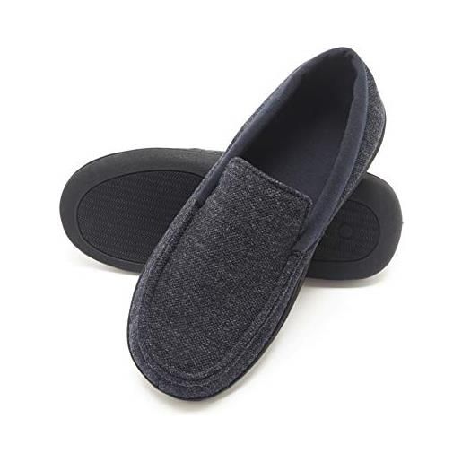 Hanes pantofole da uomo, mocassino, comode, in memory foam, per interni ed esterni, fresh iq, blu navy/blu, small