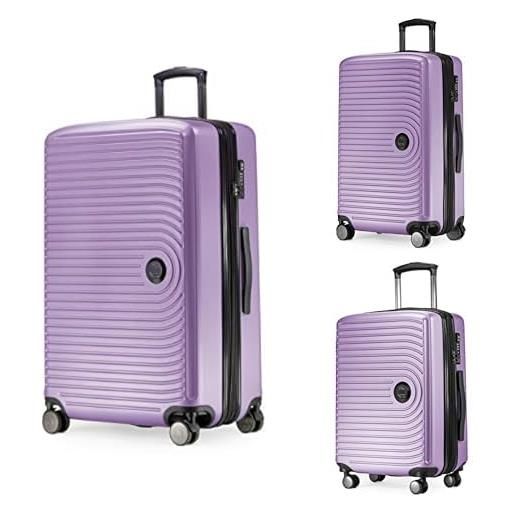 Hauptstadtkoffer mitte - set of 3 suitcases - hand luggage suitcase 55 cm, medium suitcase 68 cm + large travel suitcase 77 cm, hard shell abs, tsa - lilla