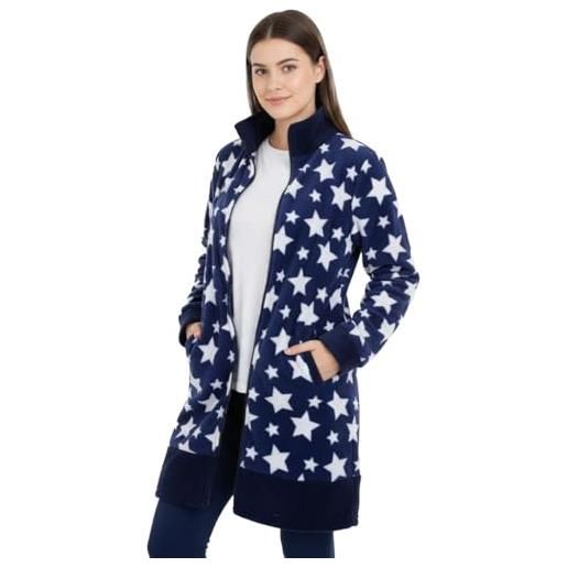 Viterbo Biancheria vestaglia donna coral fleece invernale con cerniera lww00088 (blu, l)