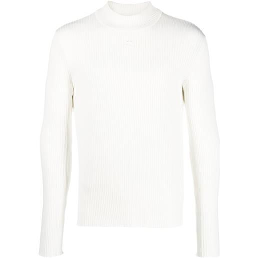Courrèges maglione a coste con applicazione - bianco