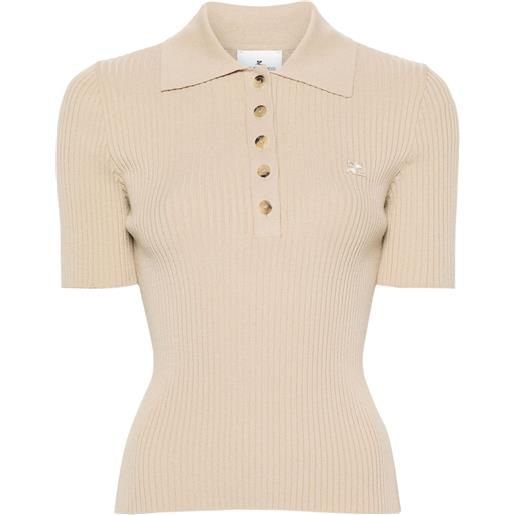Courrèges polo con applicazione - toni neutri