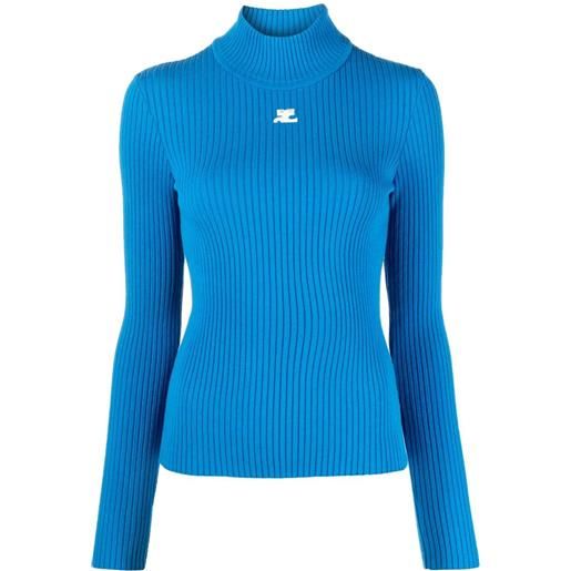 Courrèges maglione a collo alto - blu