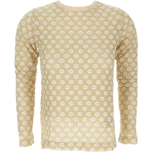 Tanaka top girocollo con applicazione a fiori - giallo