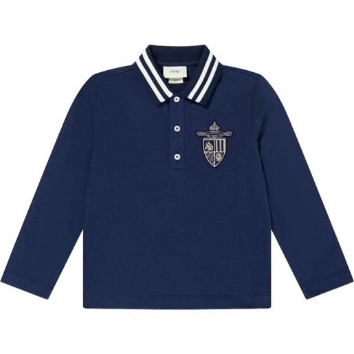 Fendi Kids polo con applicazione - blu