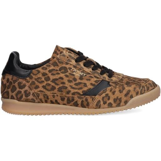 TWINSET sneakers con inserti leopardati - marrone