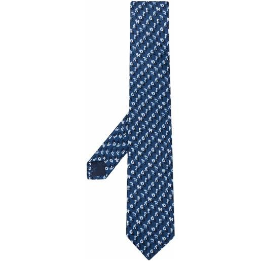 Ferragamo cravatta con stampa - blu